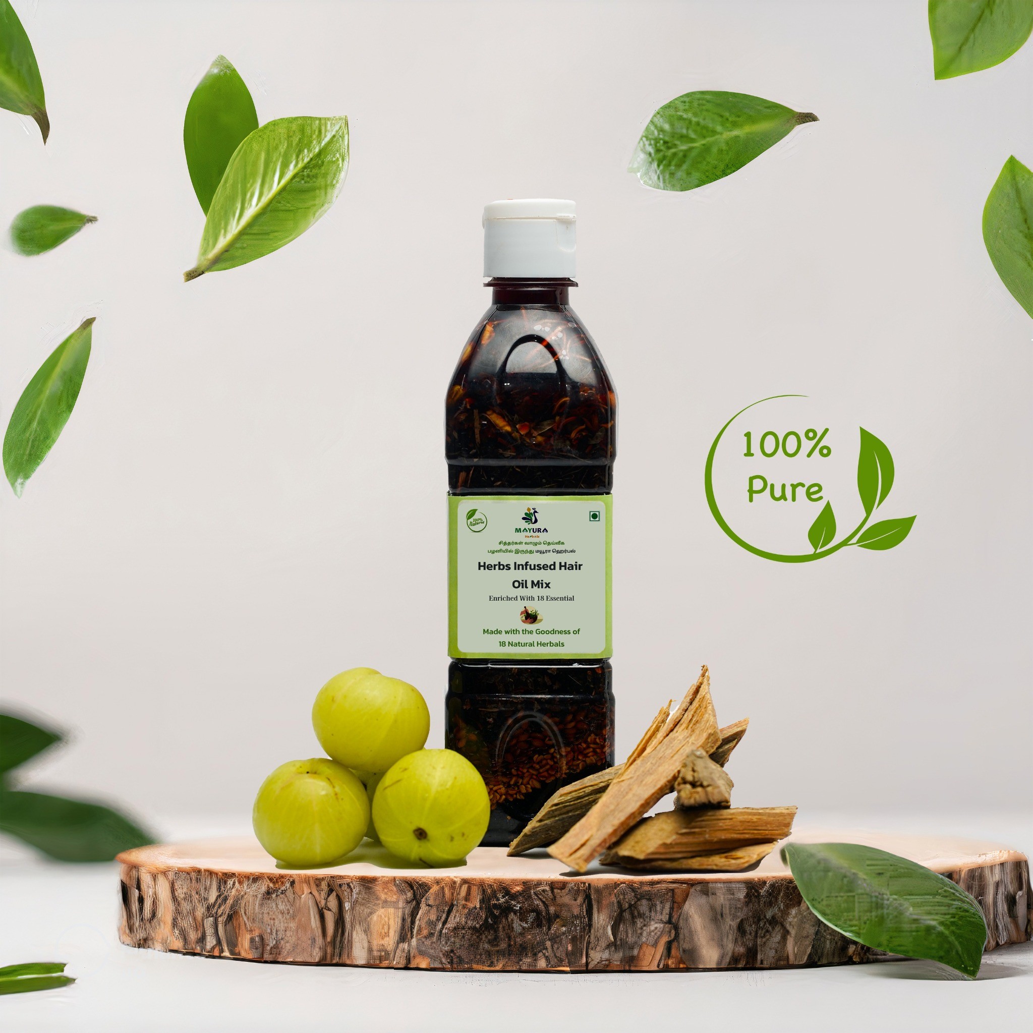 Mayura herbals infused hair oil with oil bottle