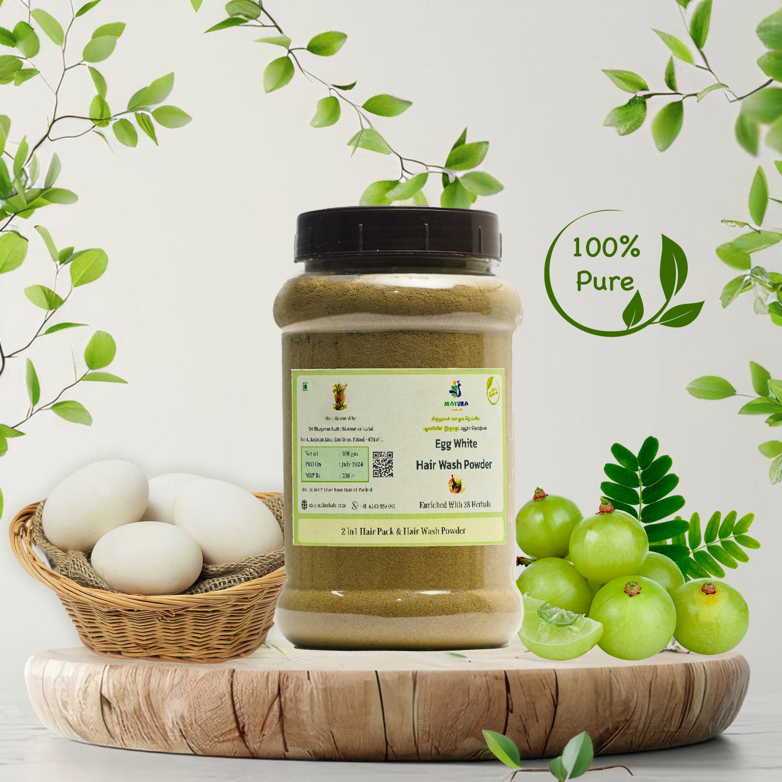 Egg White Hair Wash Powder - 100 GM