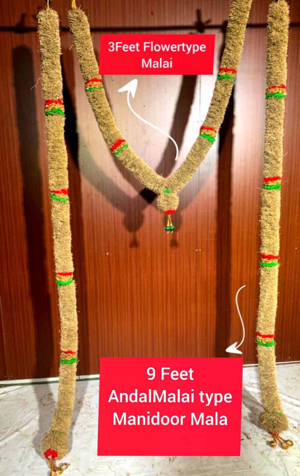 Vetiver Garland – Andal Malai Style (Set of 2, 9 Feet / 108-110 Inches Each)