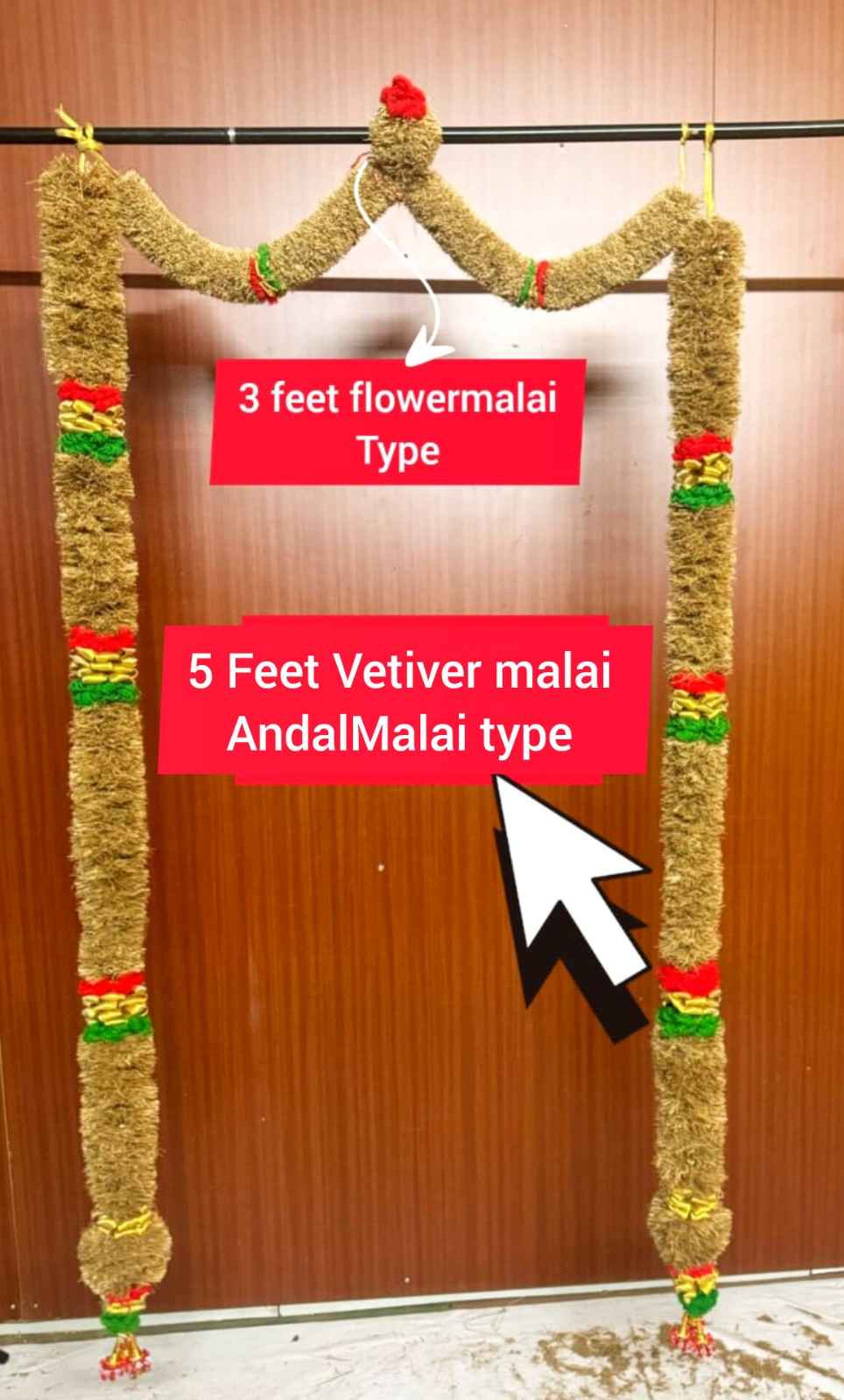 Vetiver Garland – Andal Malai Style (5 Feet,set of 2 / 60-62 Inches)