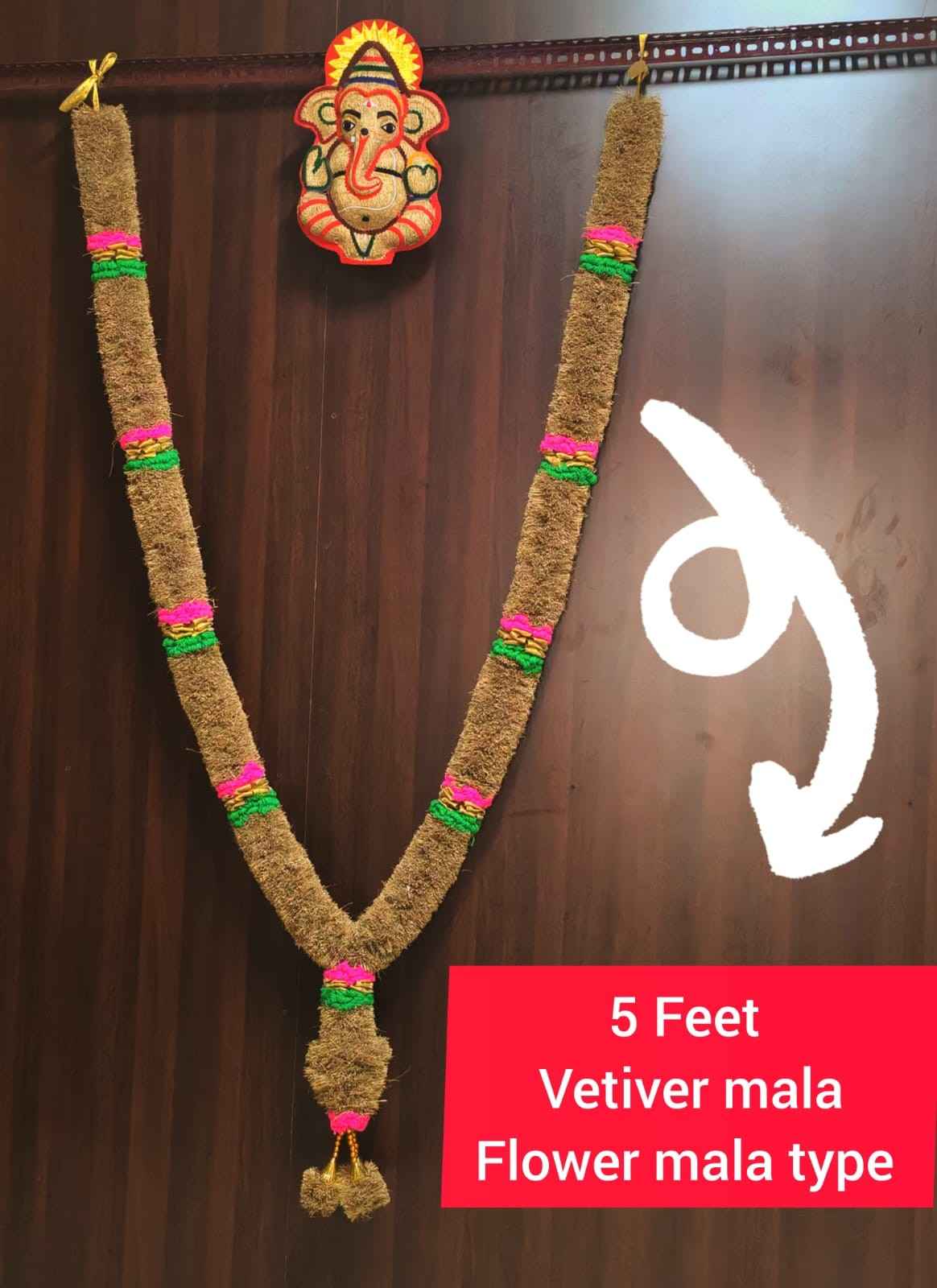 Vetiver Garland – Flower Malai Style (5 Feet/ 60-62 Inches)