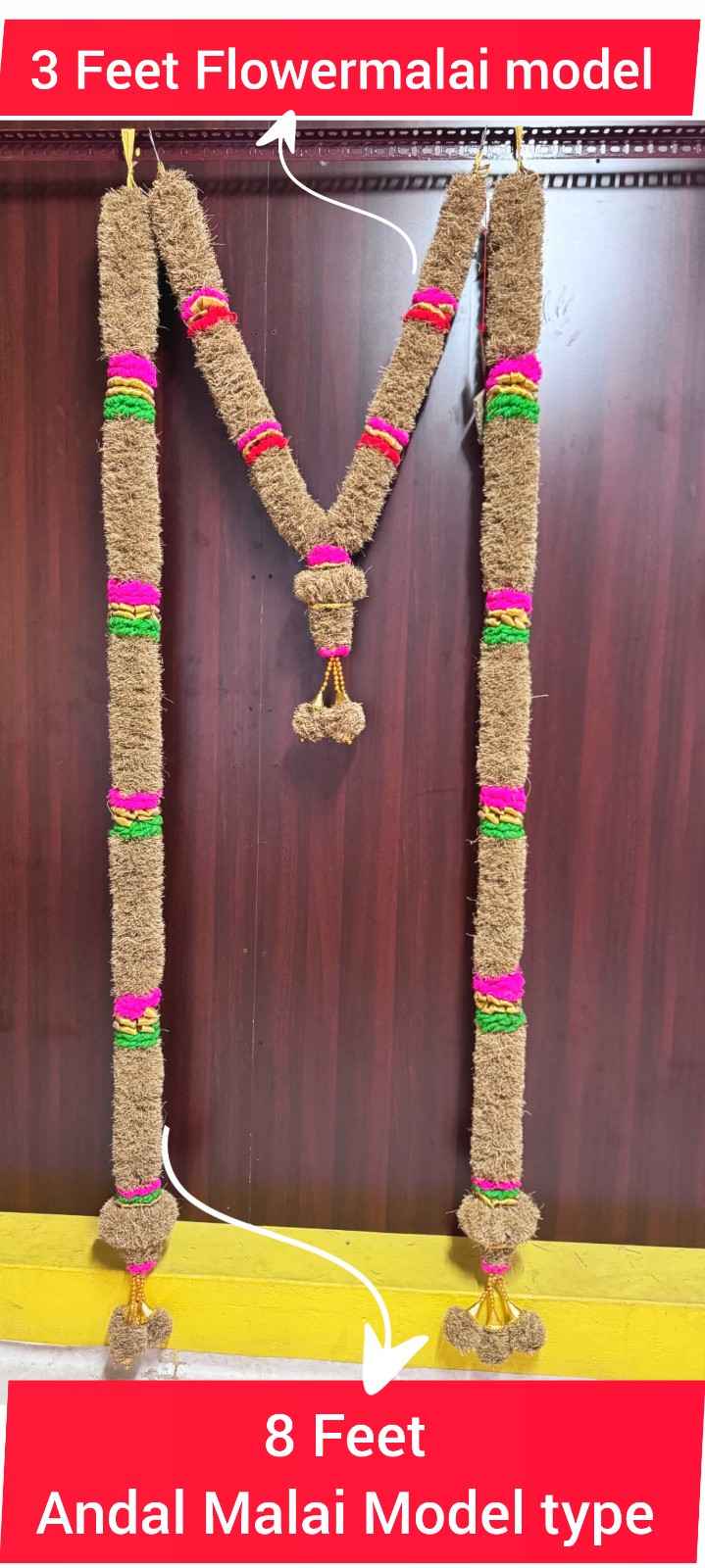 Vetiver Garland – Andal Malai Style (Set of 2, 8 Feet / 96-98 Inches Each)
