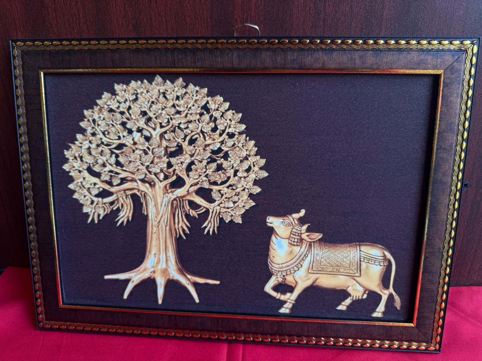 Kalpavriksha with Nandi Framed Spiritual Artwork – Divine Tree of Abundance