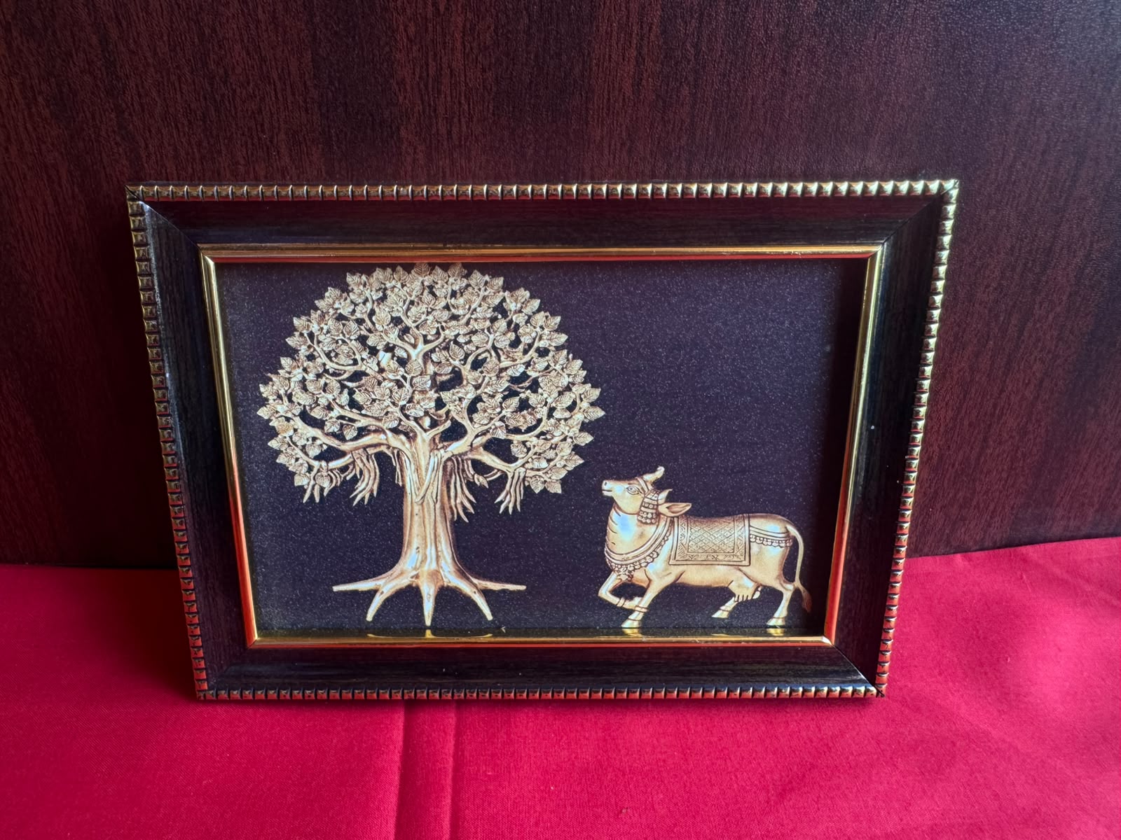 Kalpavriksha with Nandi Framed Spiritual Artwork – Divine Tree of Abundance