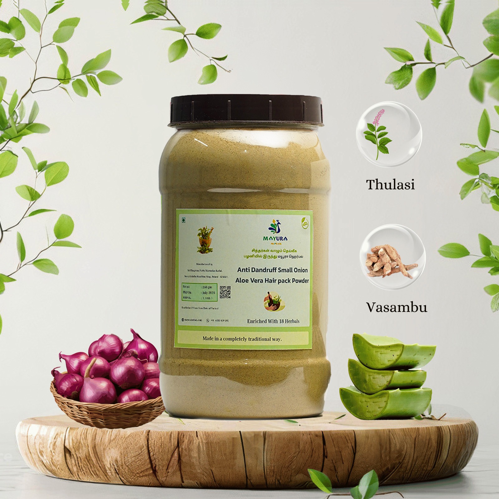 Anti Dandruff Small Onion AloeVera Hair Pack-250GM
