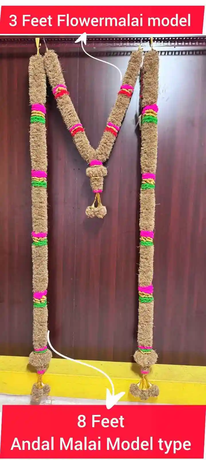 Vetiver Garland – Andal Malai Style (Set of 2, 8 Feet / 96-98 Inches Each)