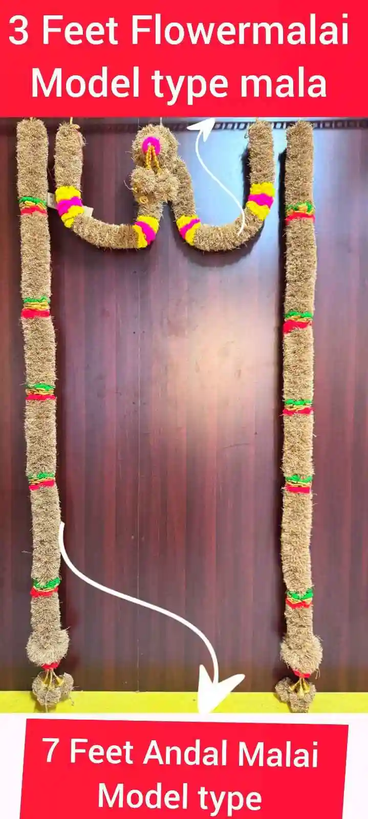 Vetiver Garland – Andal Malai Style (Set of 2, 7 Feet / 84-86 Inches Each)