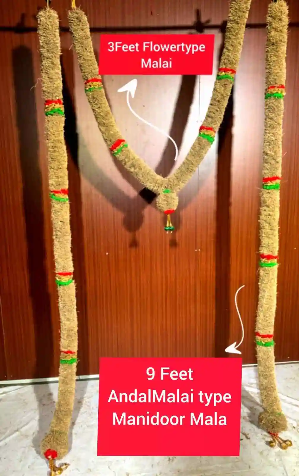 Vetiver Garland – Andal Malai Style (Set of 2, 9 Feet / 108-110 Inches Each)
