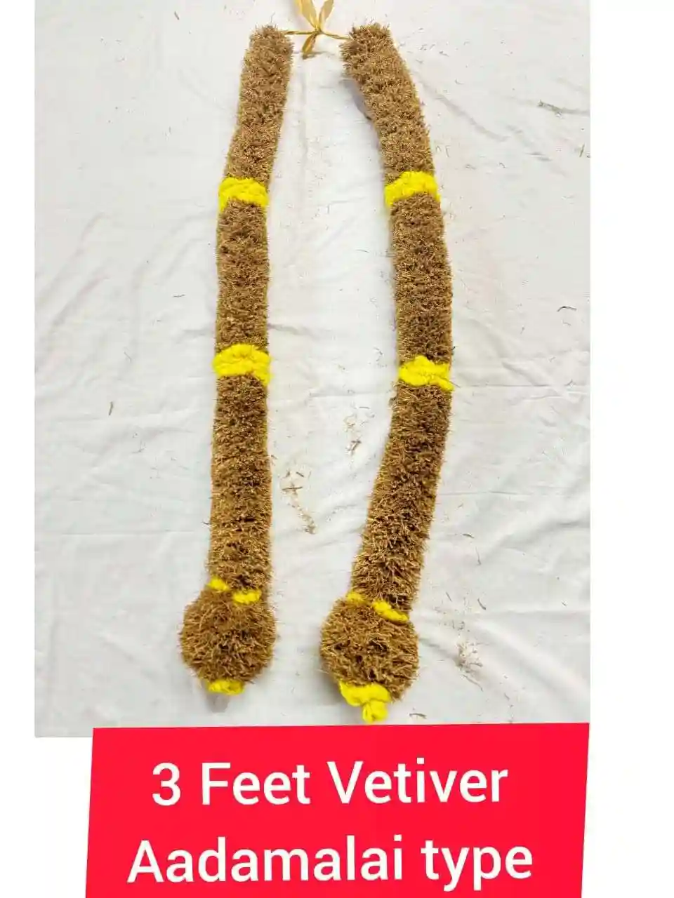 Vetiver Garland – Andal Malai Style (Set of 2, 3 Feet / 36-38 Inches Each)