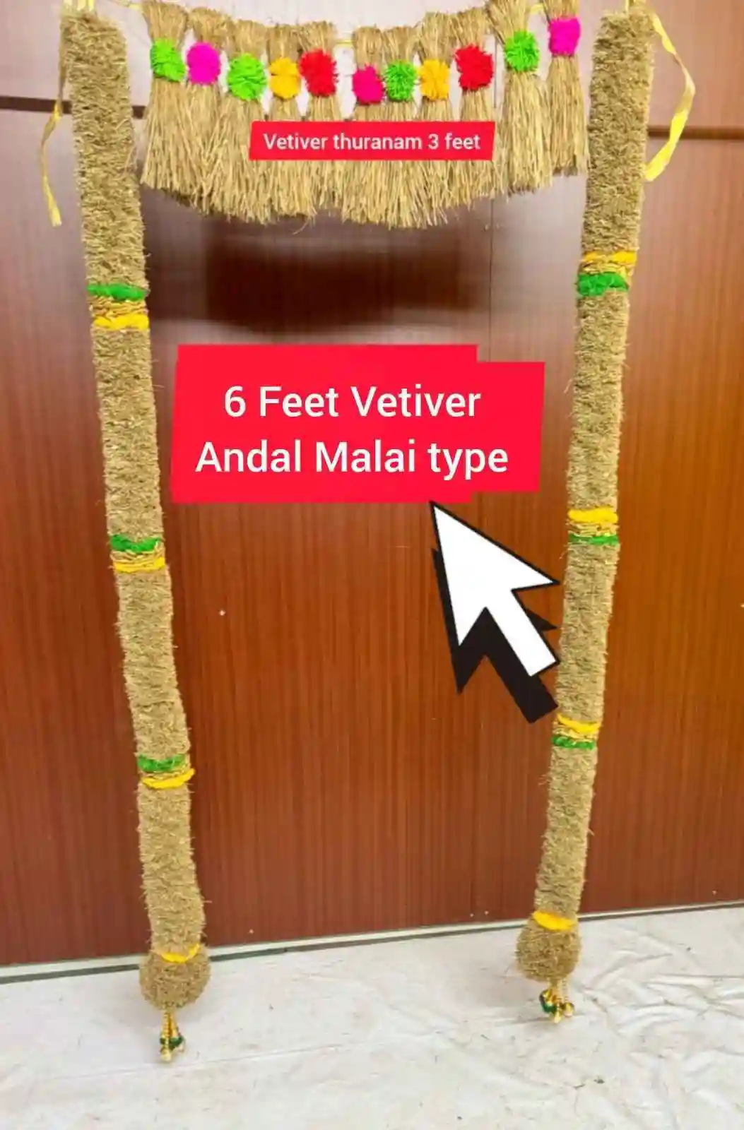 Vetiver Garland – Andal Malai Style (Set of 2, 6 Feet / 72-74 Inches Each)