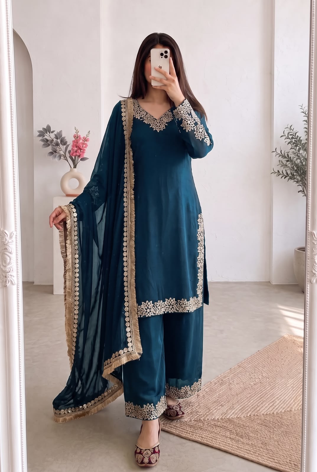 Designer Party Wear Look Collection -Chinon Silk- Three piece Set (CS03)