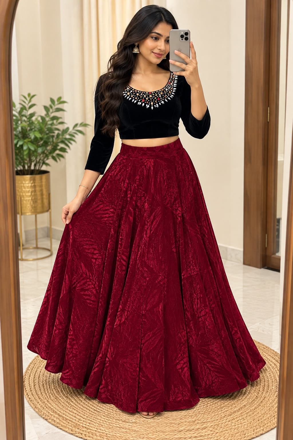 Velvet Crop Top with Skirt (VCT01)