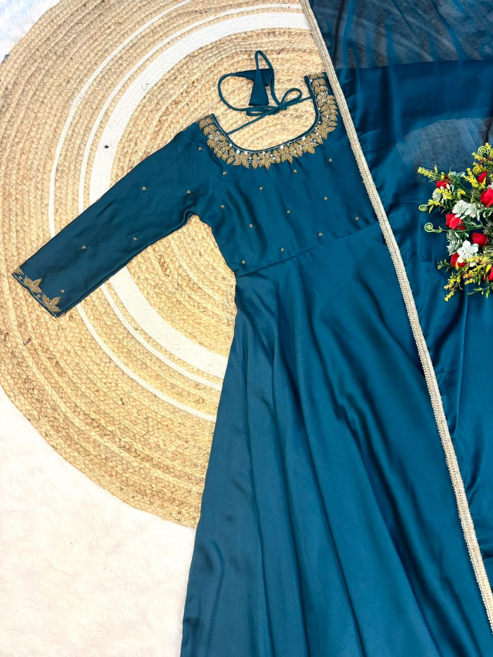 Premium rangoli silk Anarkali with dupatta(RS004)