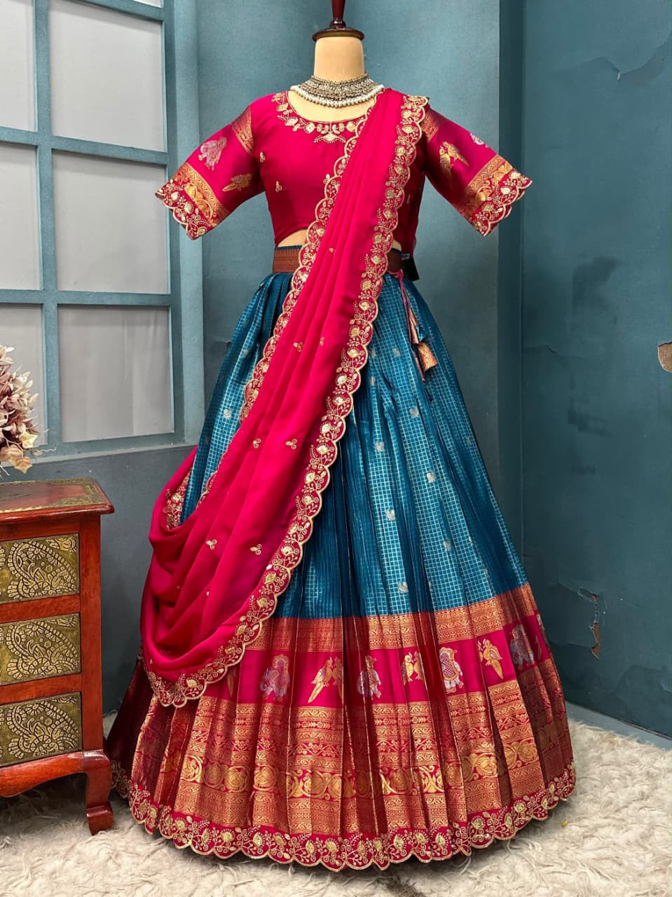 Full stiched Kanjivaram silk Lehanga (LH03)