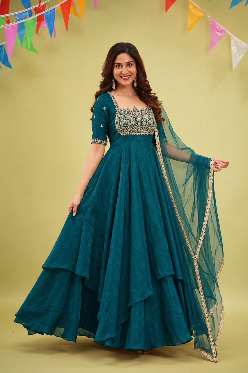 Fendy crush Double Layered gown ( Lotus2)