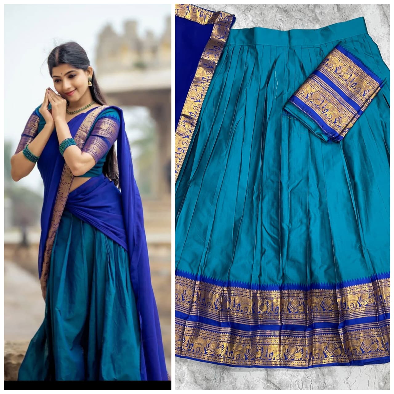 The South-style Kanjivaram Type silk lehenga (L13)