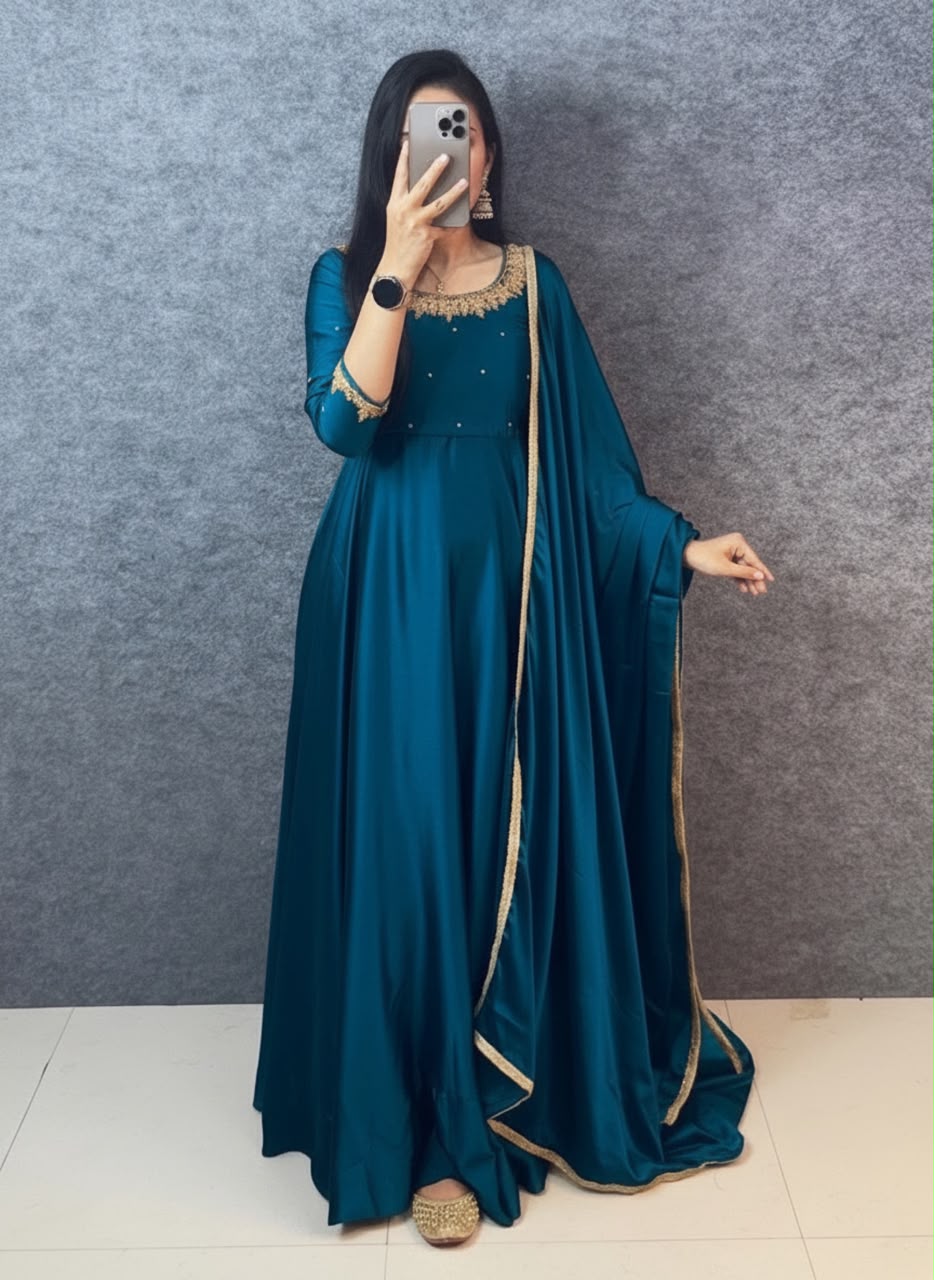 Premium rangoli silk Anarkali with dupatta(RS004)