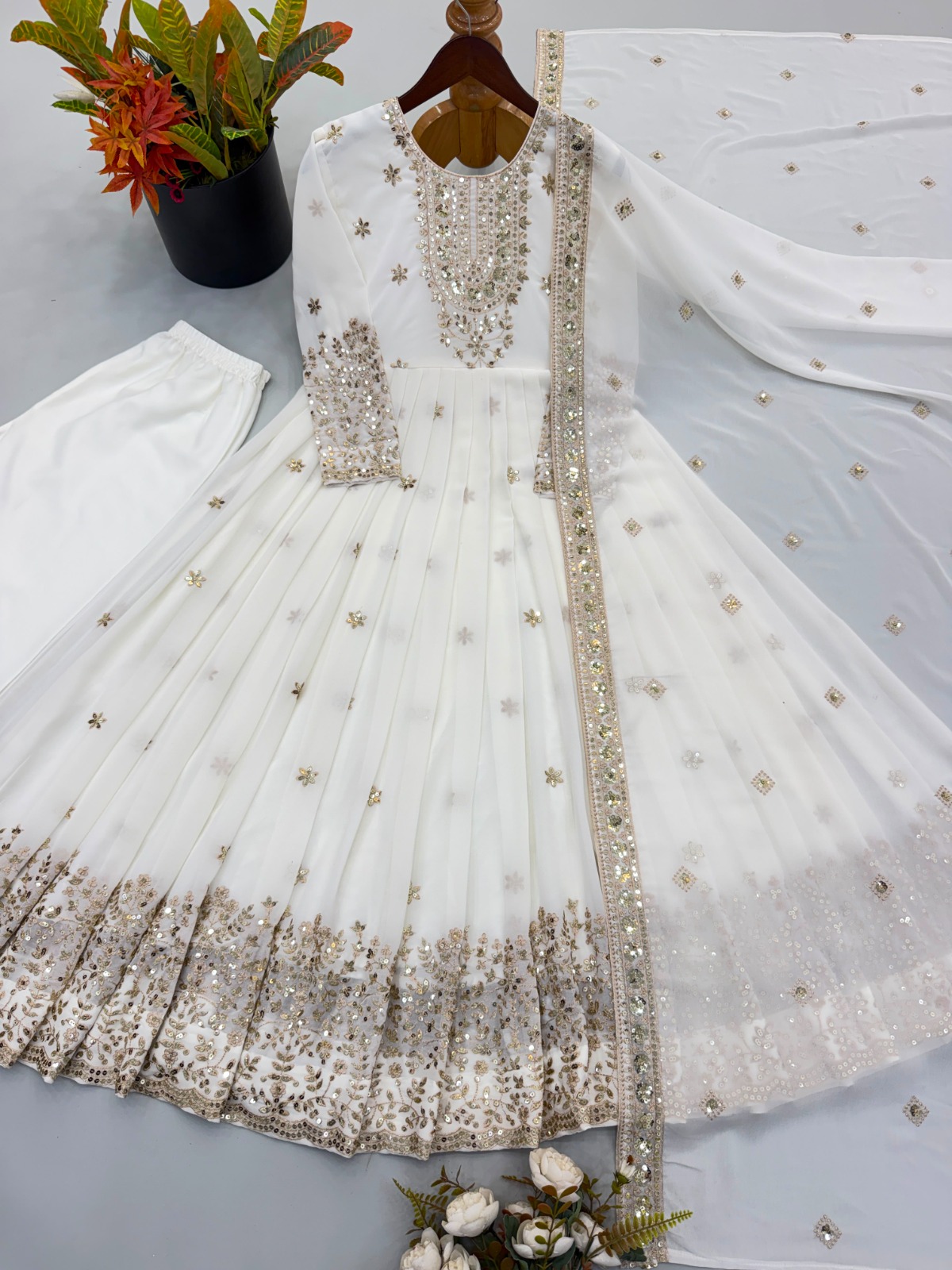 Georgette With Heavy Embroidered Sequence Ethnic Wear (EW04)