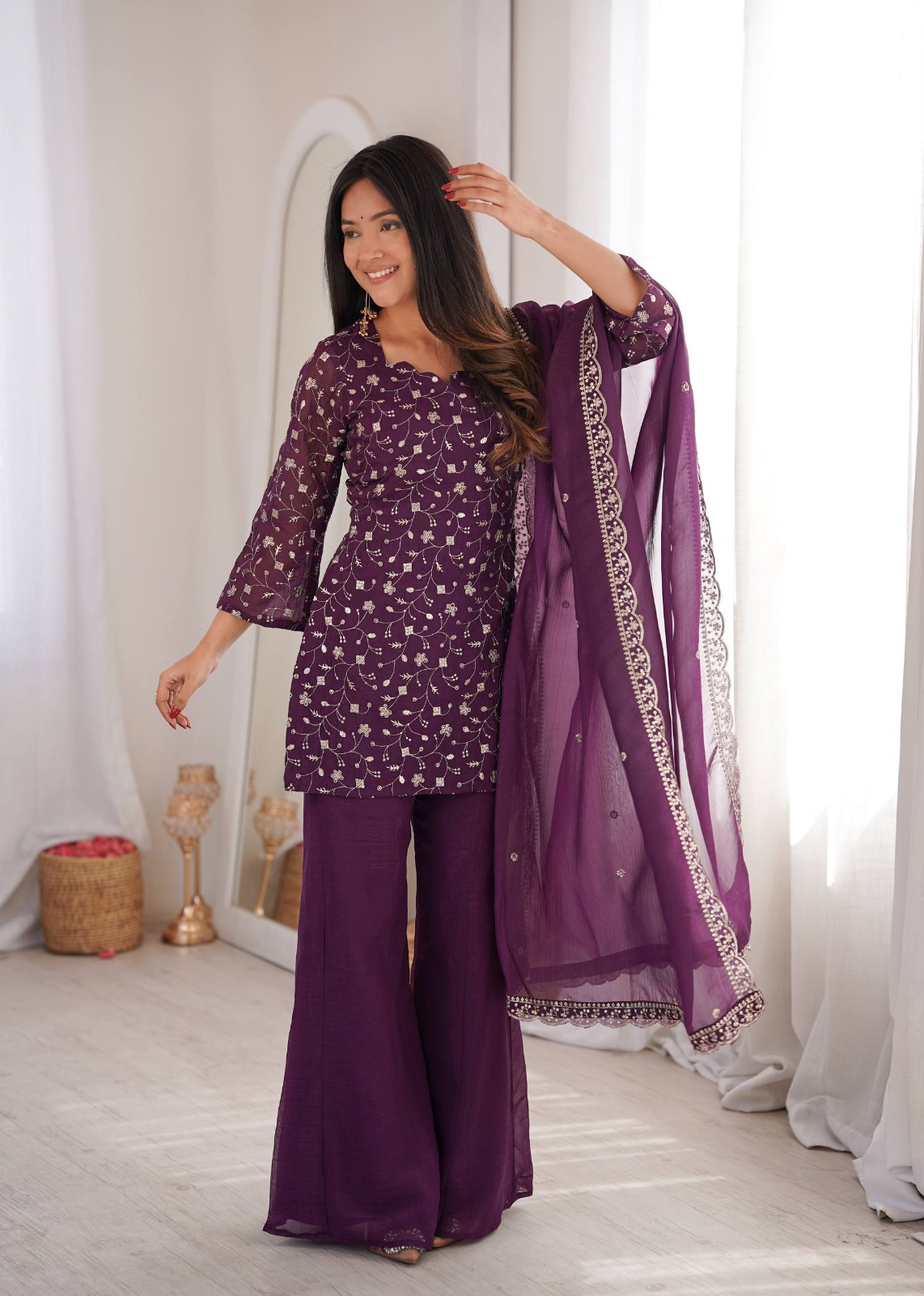 Crunchy Silk Fabric Sharara Set (CSF01)