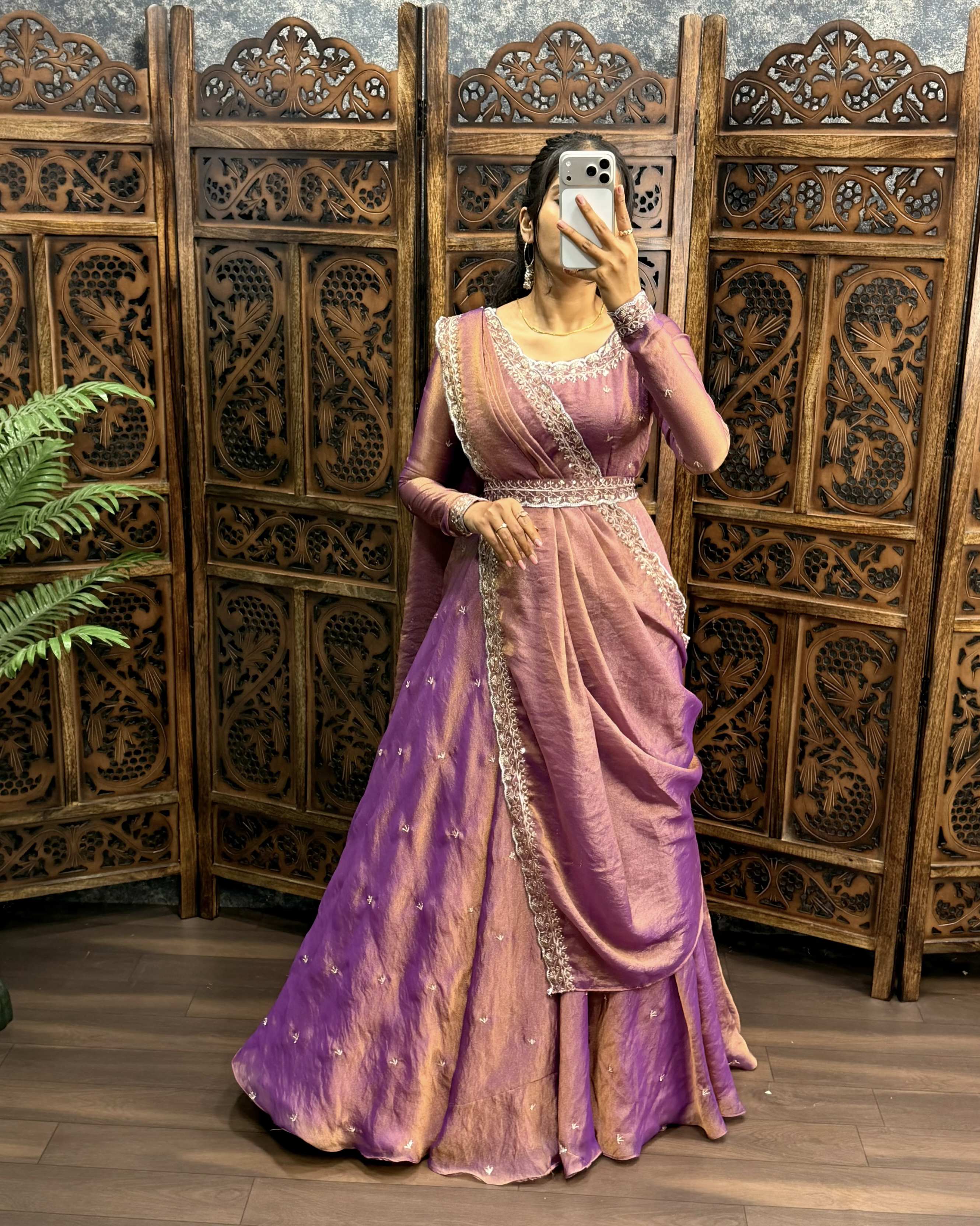 South Silk Gown with Dupatta & Belt ( PSSG03)