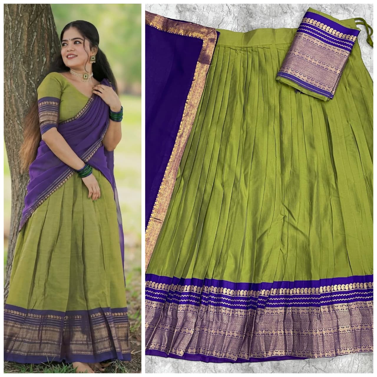 The South-style Kanjivaram Type silk lehenga (L40)