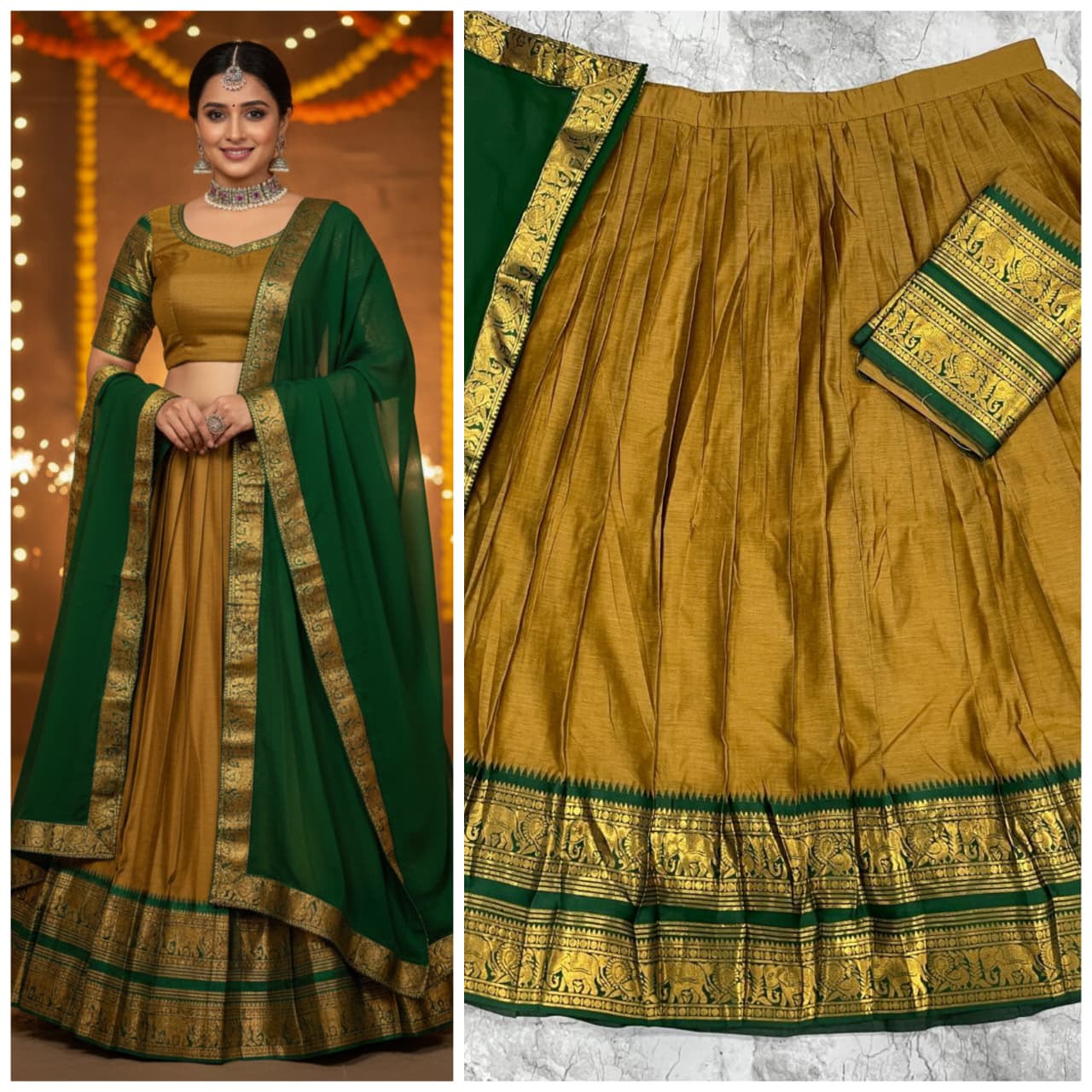 The South-style Kanjivaram Type silk lehenga (L22)