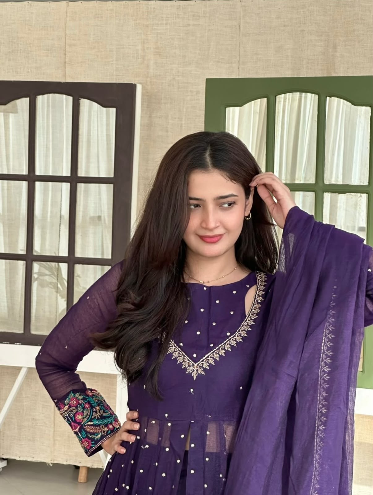 Faux Georgette Embroidery Work With Full Sleeve Maxy(AT01)