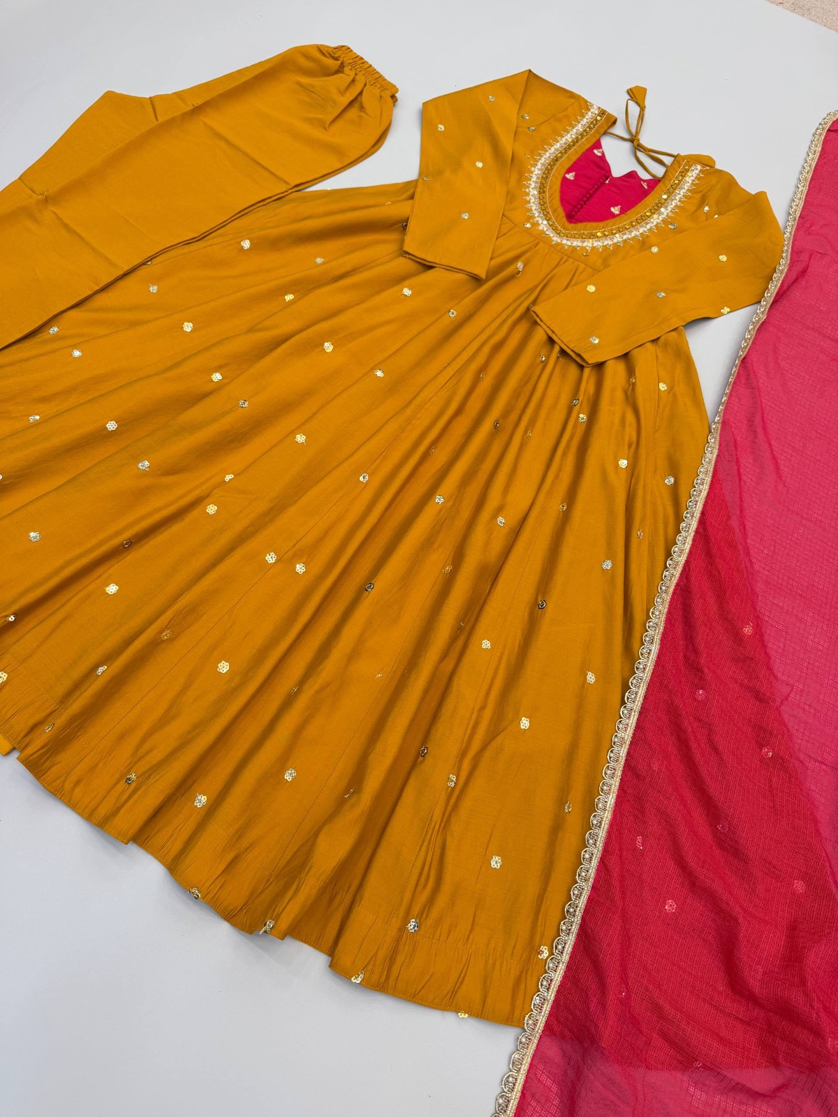 Roman Silk Embroidery Sequence with Real Mirror Work (RS004)
