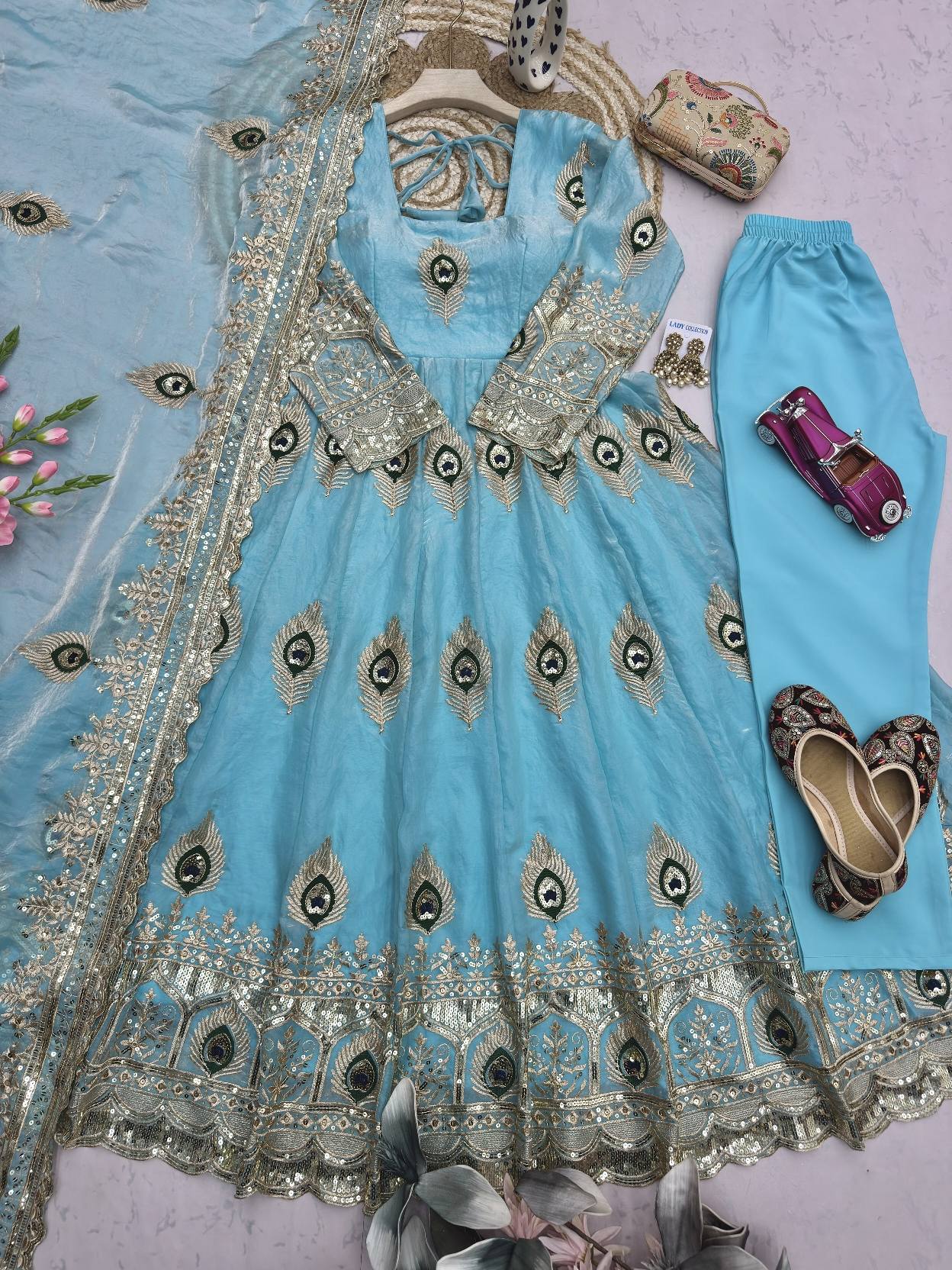 Heavy fendy silk 3 piece designer set (FSD3)