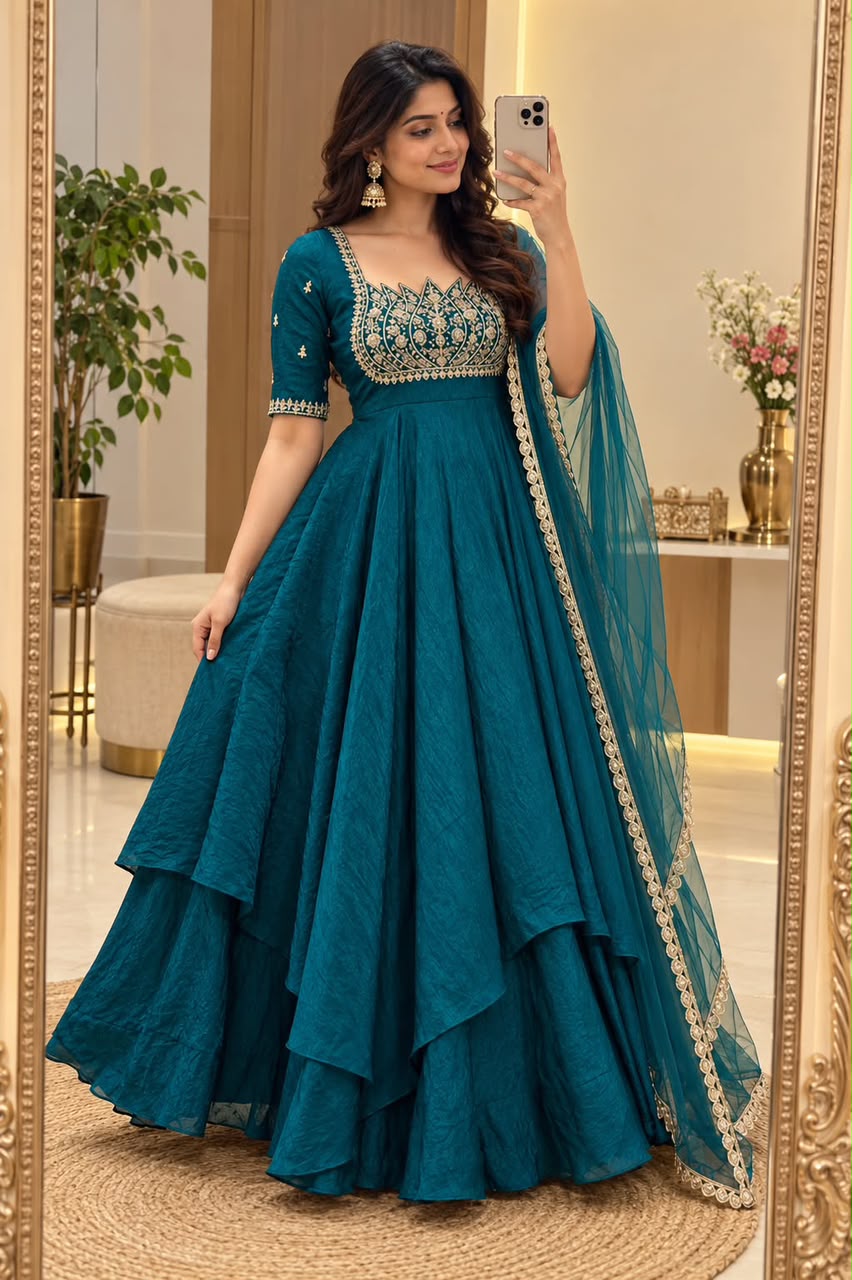 Fendy crush Double Layered gown ( Lotus2)