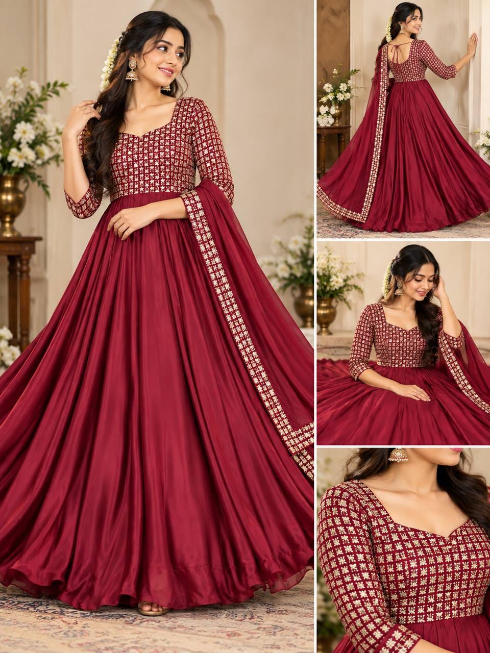 RANGOLI SILK ANARKALI MEROON (RSA01)