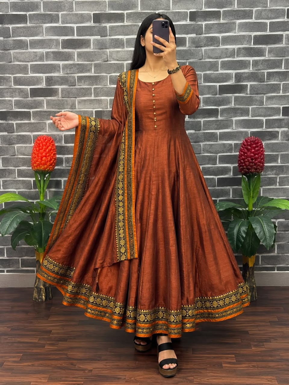 VICHITRA SILK ANARKALI WITH DUPATTA (VSA08)