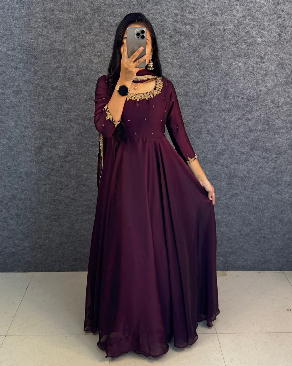 Premium rangoli silk Anarkali with dupatta(RS003)