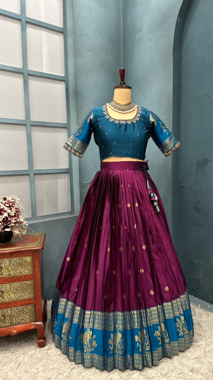 Full stiched Kanjivaram silk Lehanga (L002)