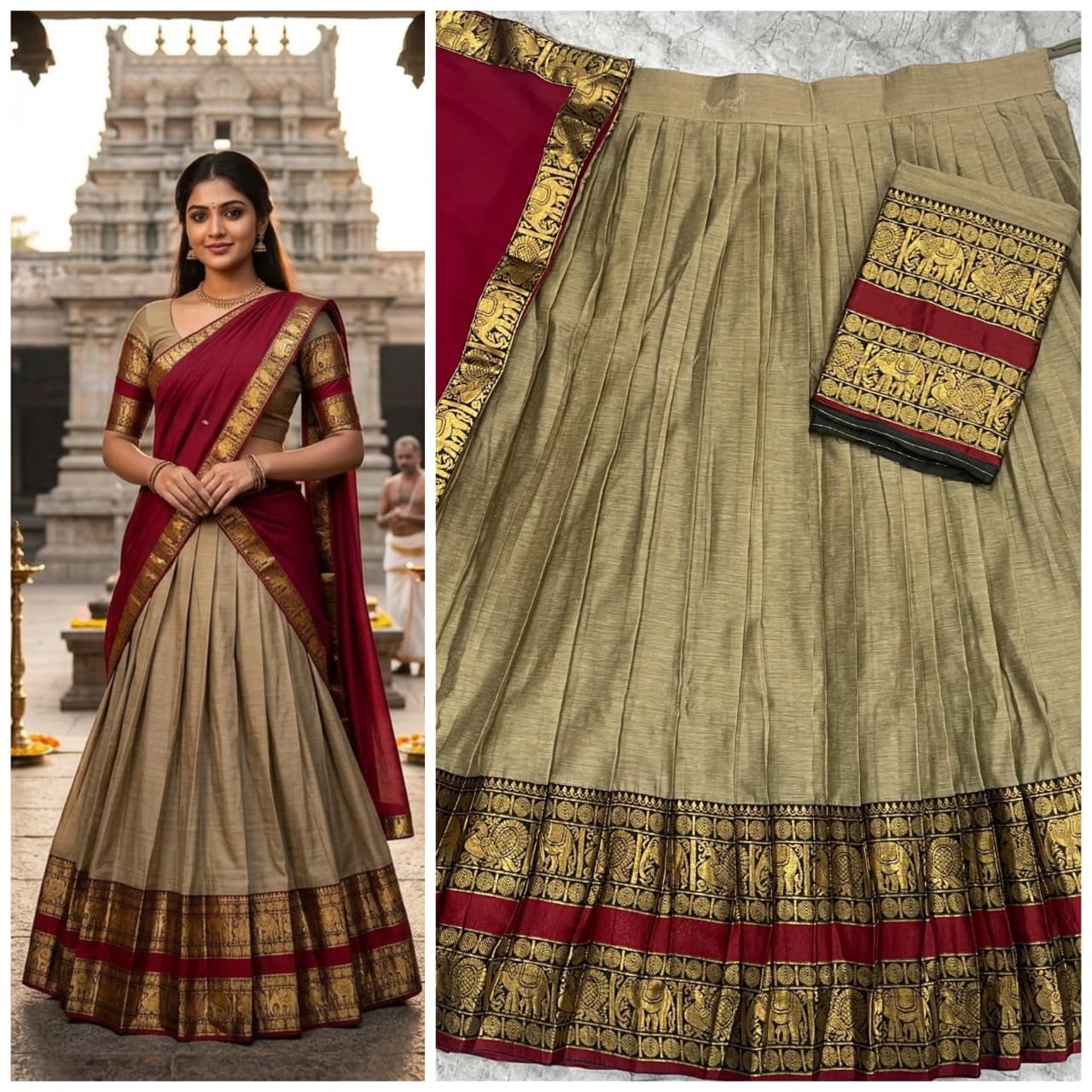 The South-style Kanjivaram Type silk lehenga (L42)
