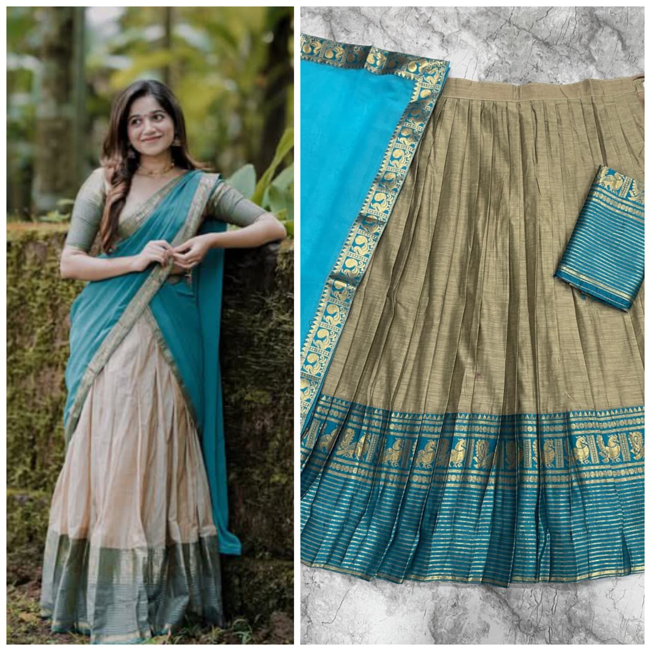 The South-style Kanjivaram Type silk lehenga (L37)