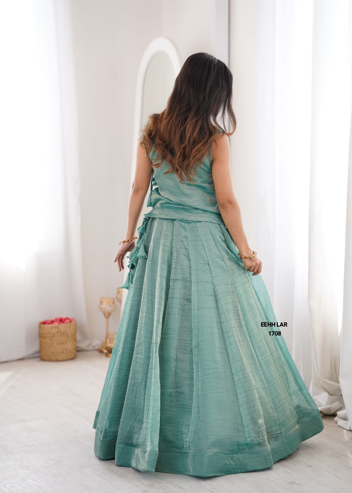 Elegant Flared Lehenga with Intricate Zari Embroidered Koti With Plain Blouse (LB01)