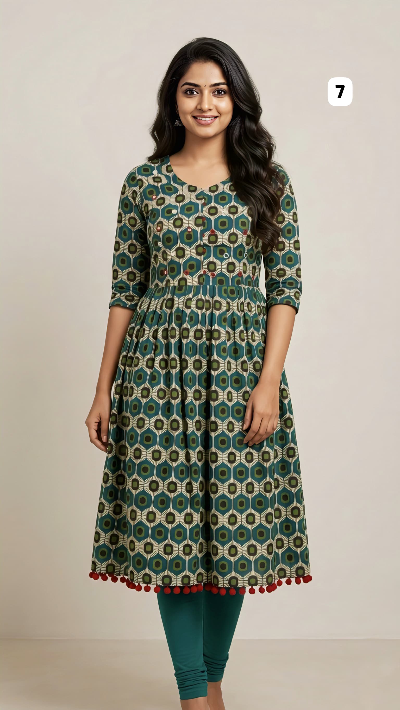 Cotton Mirror work Kurti 07
