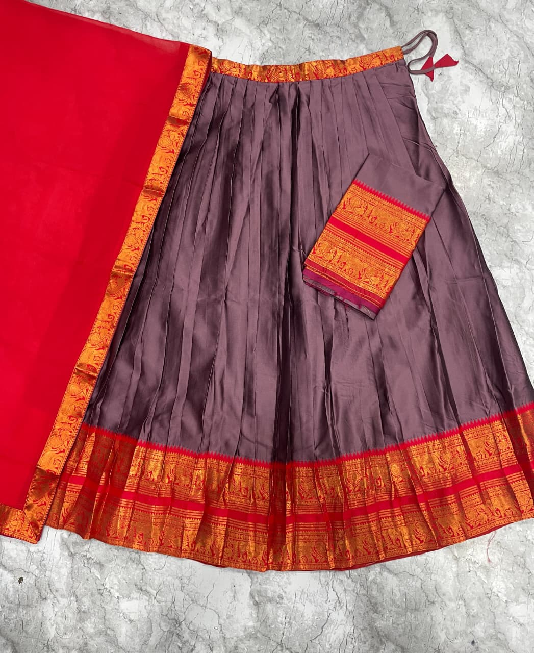 The South-style Kanjivaram Type silk lehenga (L09)