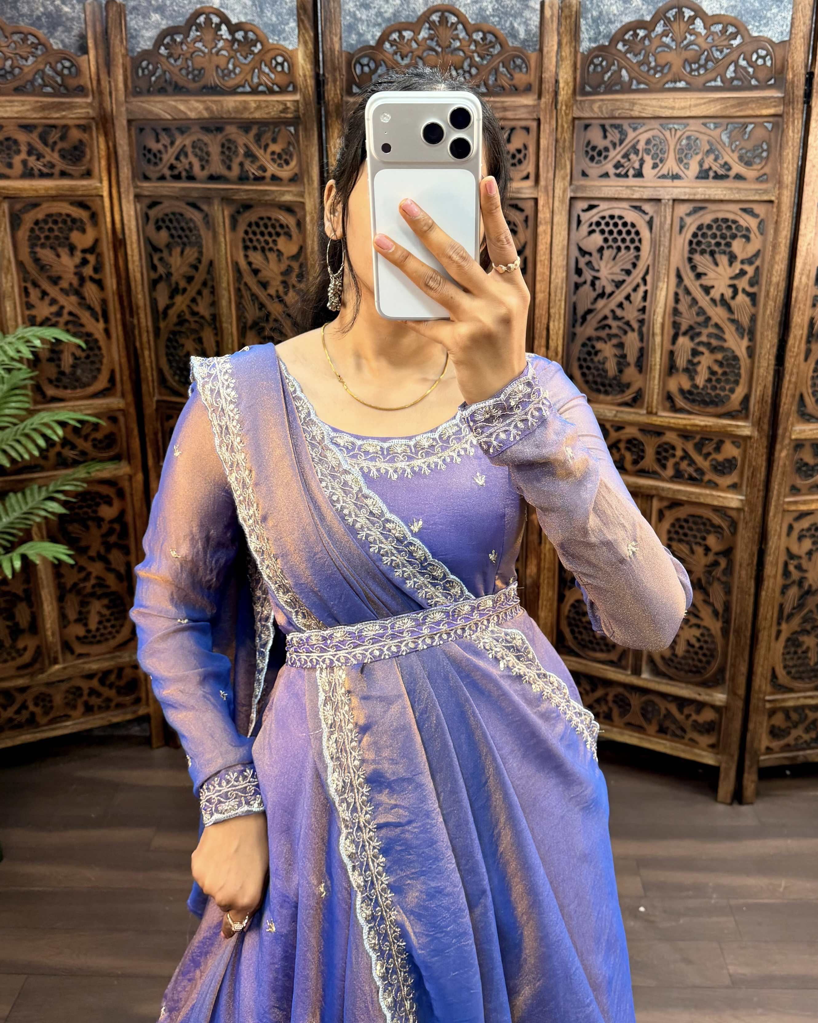 South Silk Gown with Dupatta & Belt ( PSSG01)
