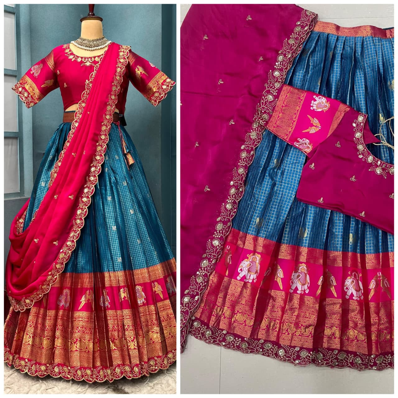 Full stiched Kanjivaram silk Lehanga (LH03)