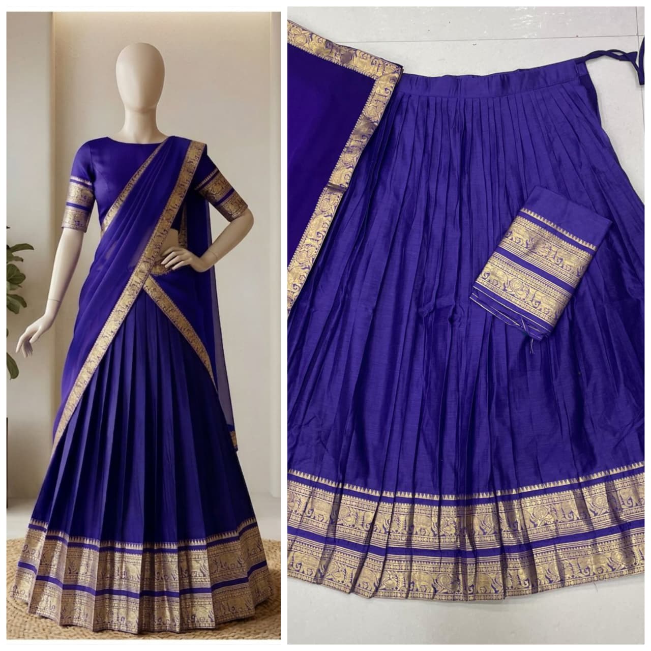 The South-style Kanjivaram Type silk lehenga (L16)