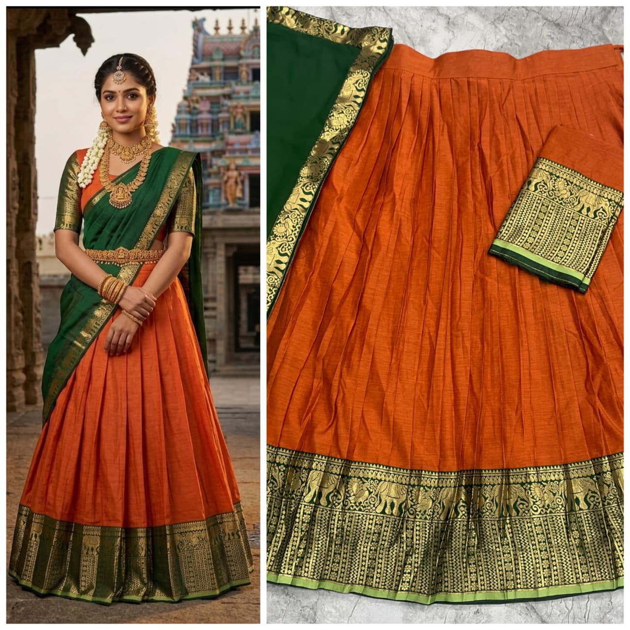 The South-style Kanjivaram Type silk lehenga (L38)