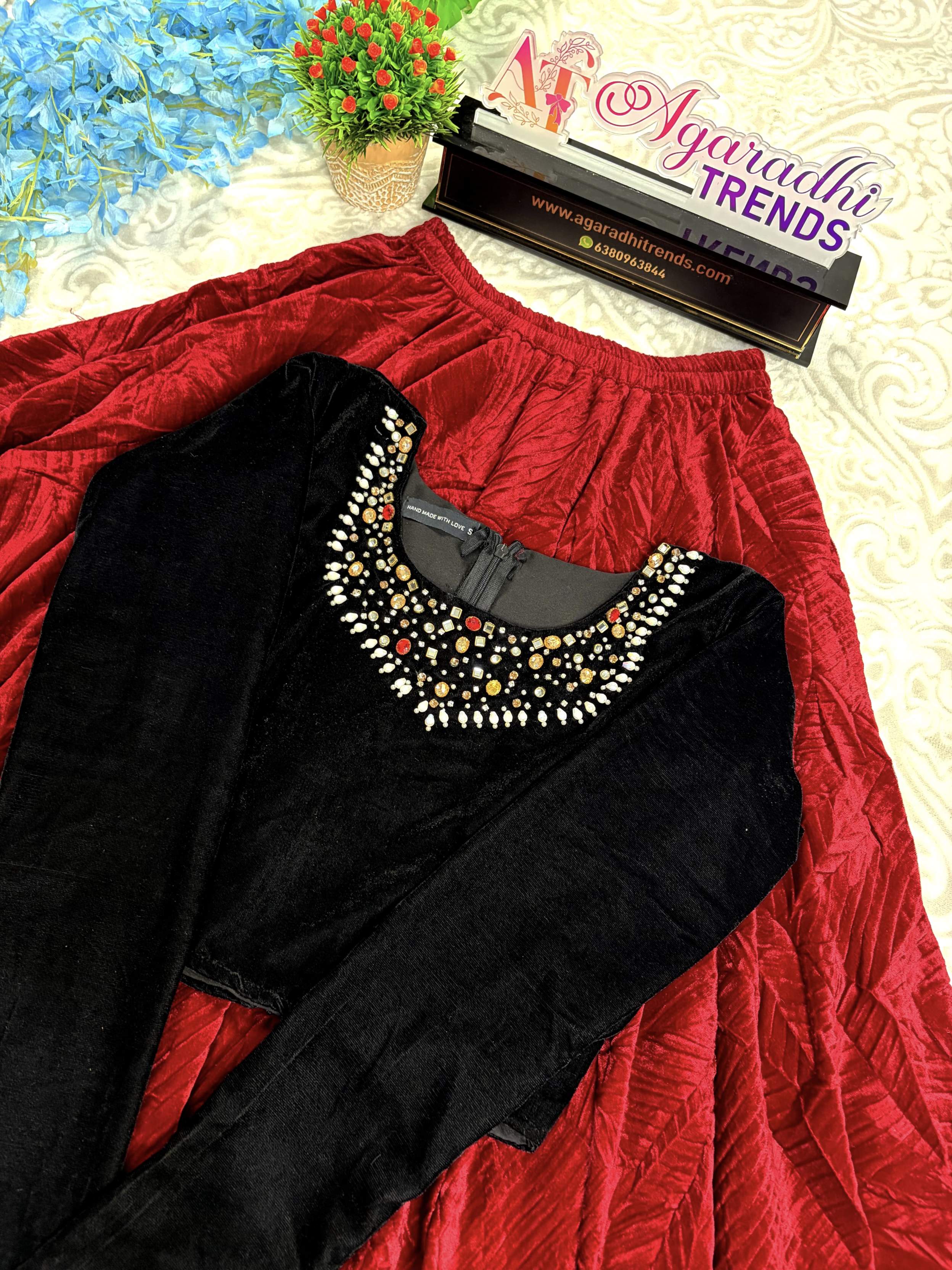 Velvet Crop Top with Skirt (VCT01)
