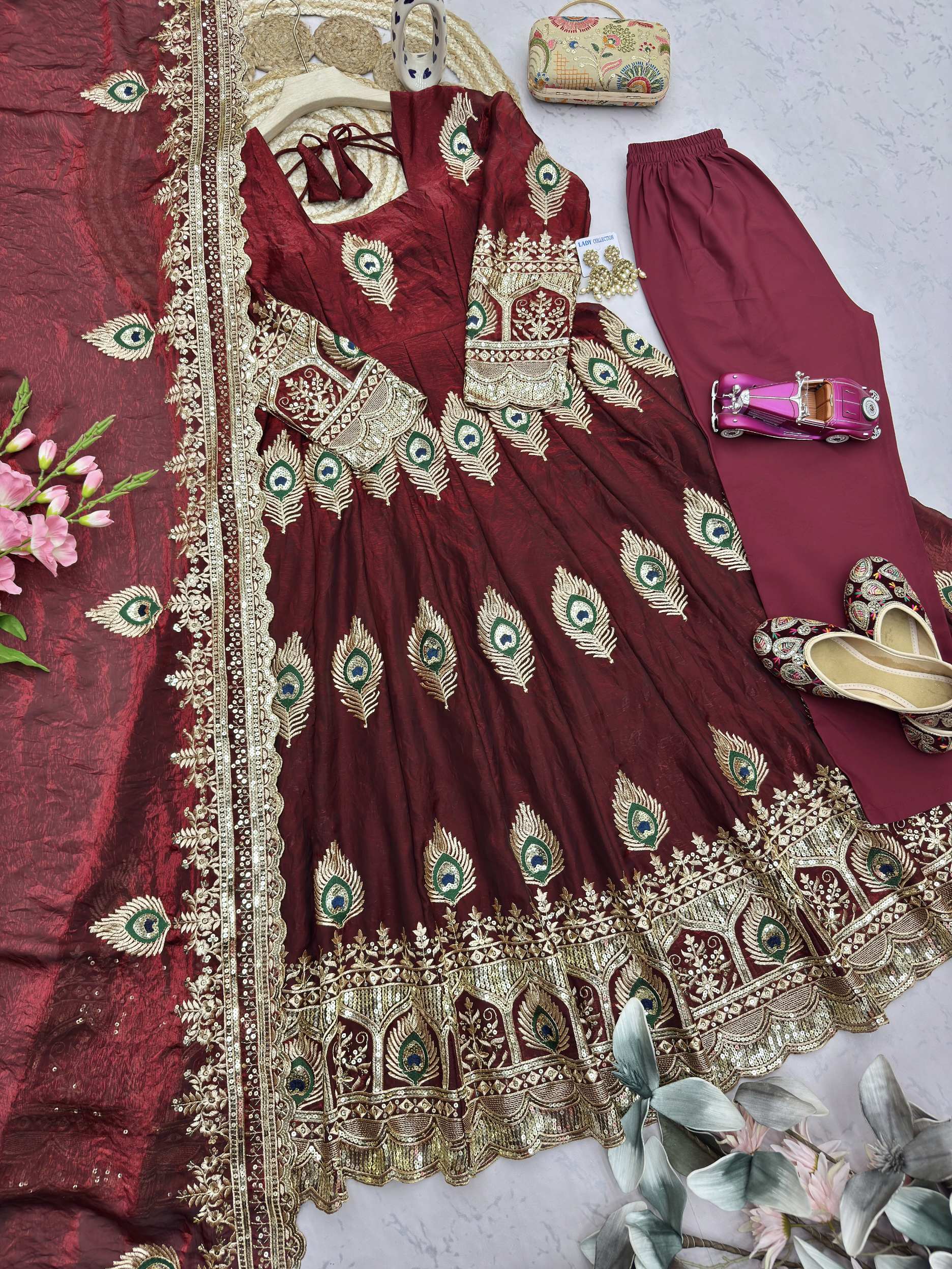 Heavy fendy silk 3 piece designer set (FSD6)