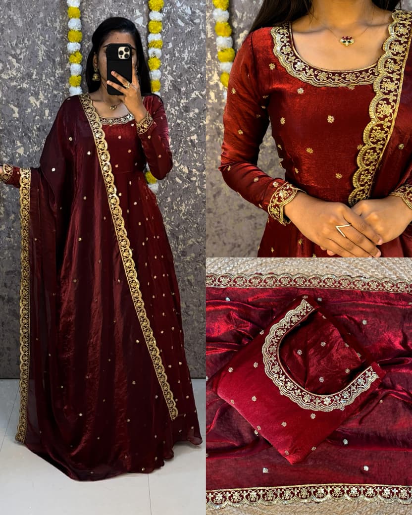 Rich Sequence Embroidery Gown with Dupatta Set (RSG01)