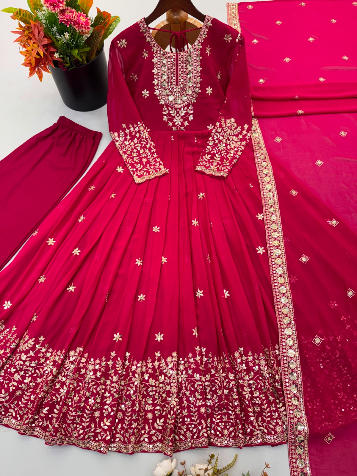 Georgette With Heavy Embroidered Sequence Ethnic Wear (EW03)