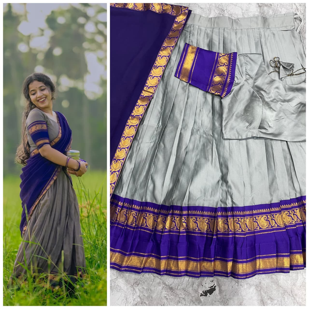 The South-style Kanjivaram Type silk lehenga (L35)