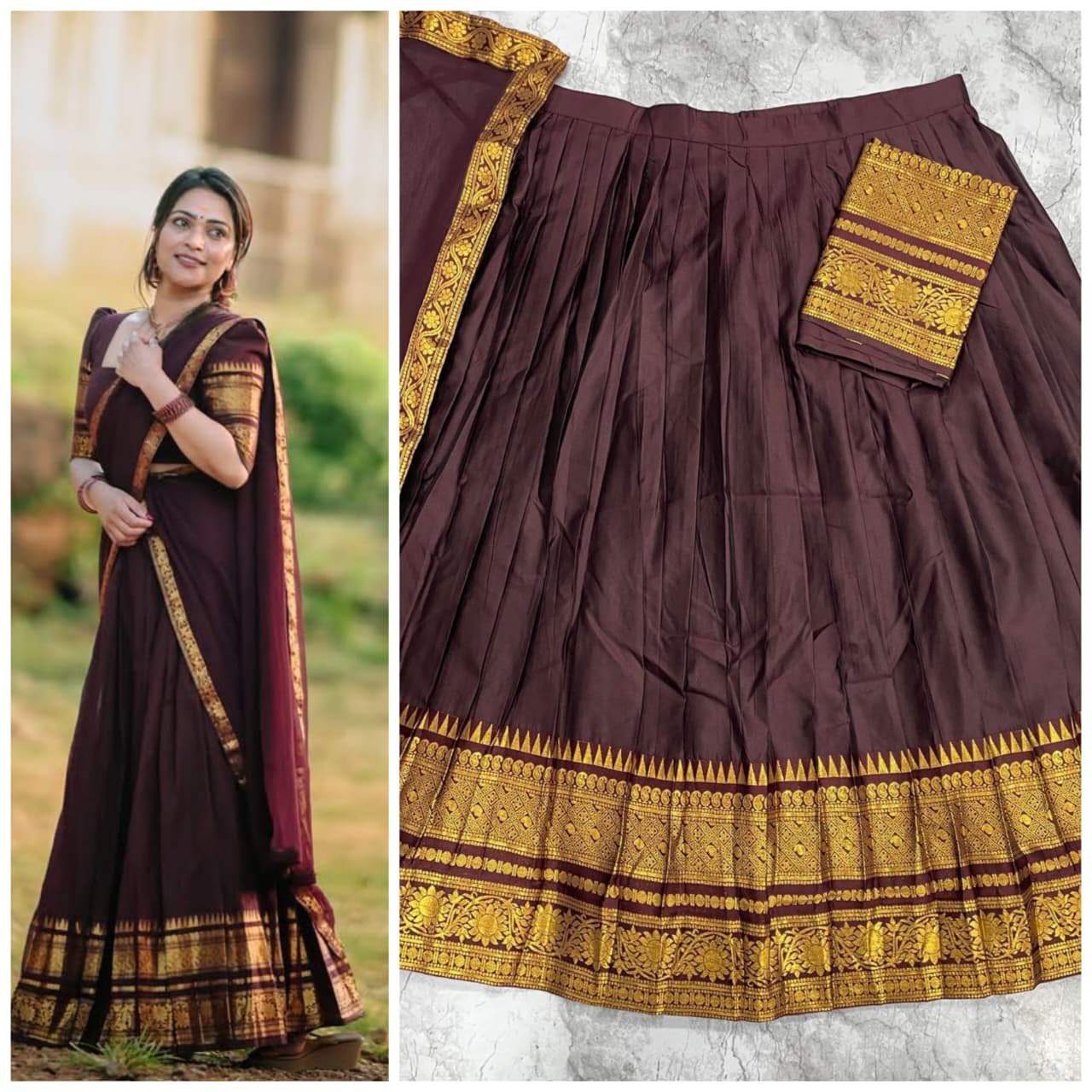 The South-style Kanjivaram Type silk lehenga (L30)