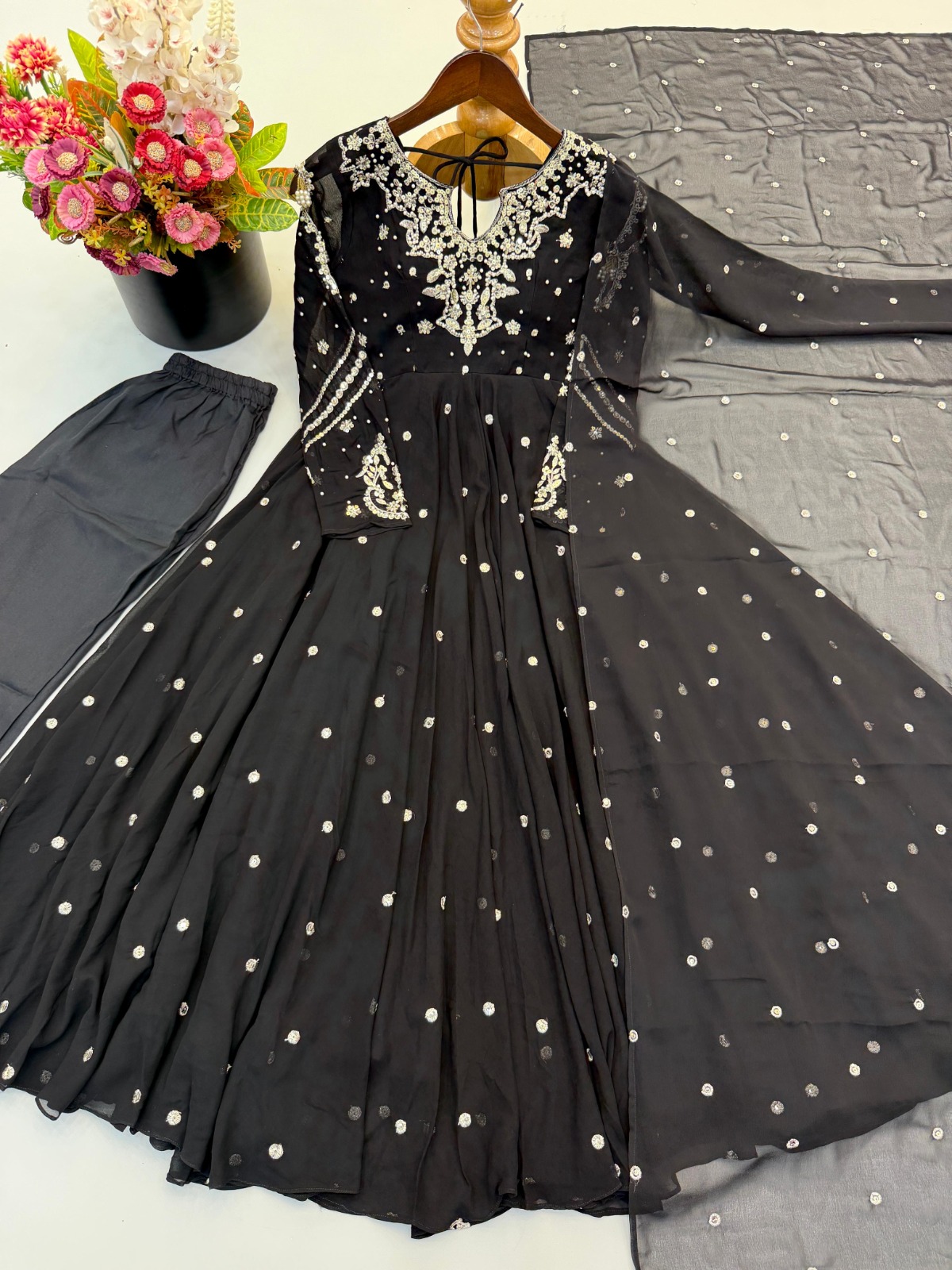 Faux Georgette  Gown And Dupatta Set (FGS01)